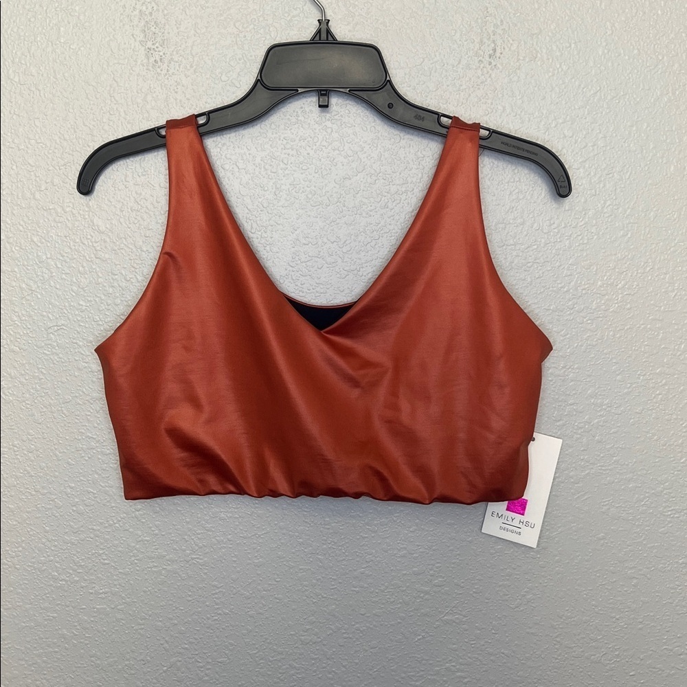 Emily Hsu Sienna V Crop Shimmer Orange Size XL NWT